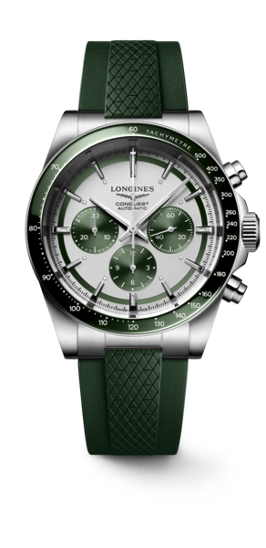 Conquest Chronograph – Yeşil İbreli Mat Gümüş